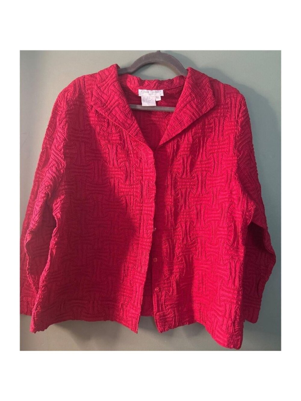 Great Cavalier by St. Paul Women's Red Button Down Pleated Long Sleeve XL Career